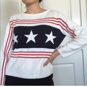 Vintage Star Red White and Blue Patterned Sweater. Size S